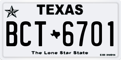TX license plate BCT6701