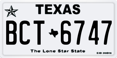 TX license plate BCT6747