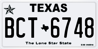 TX license plate BCT6748