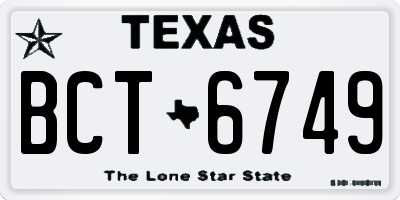 TX license plate BCT6749