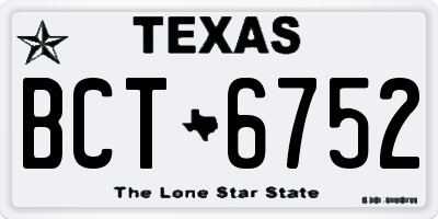 TX license plate BCT6752