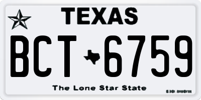 TX license plate BCT6759