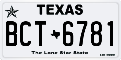 TX license plate BCT6781