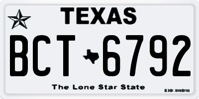 TX license plate BCT6792