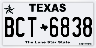 TX license plate BCT6838