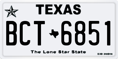 TX license plate BCT6851