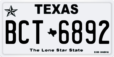 TX license plate BCT6892