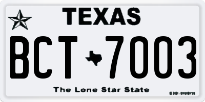 TX license plate BCT7003