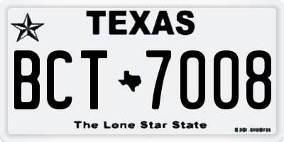 TX license plate BCT7008