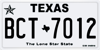 TX license plate BCT7012