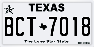 TX license plate BCT7018
