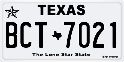 TX license plate BCT7021
