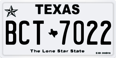 TX license plate BCT7022
