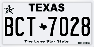 TX license plate BCT7028