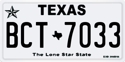 TX license plate BCT7033