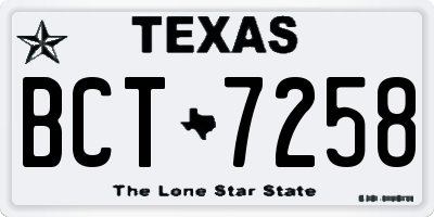 TX license plate BCT7258