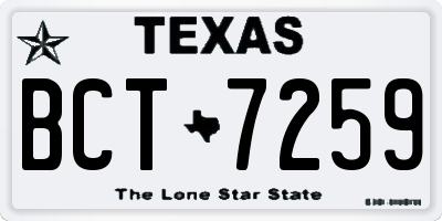 TX license plate BCT7259
