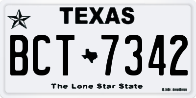 TX license plate BCT7342
