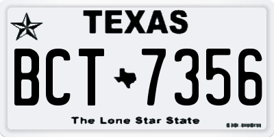 TX license plate BCT7356