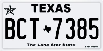 TX license plate BCT7385