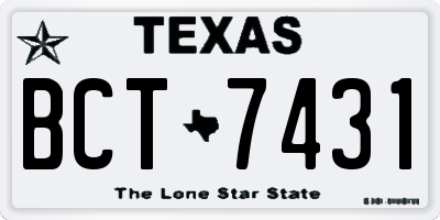 TX license plate BCT7431