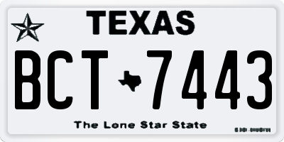 TX license plate BCT7443