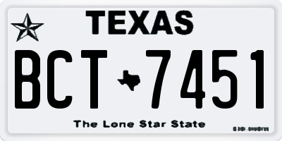 TX license plate BCT7451