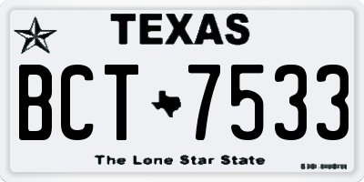 TX license plate BCT7533