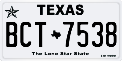 TX license plate BCT7538