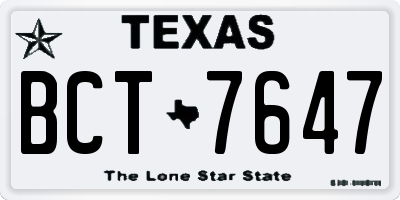 TX license plate BCT7647