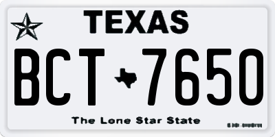 TX license plate BCT7650