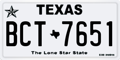 TX license plate BCT7651