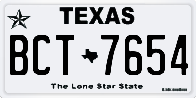 TX license plate BCT7654