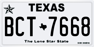 TX license plate BCT7668