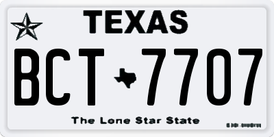 TX license plate BCT7707