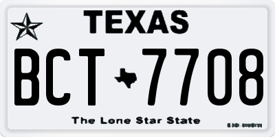 TX license plate BCT7708