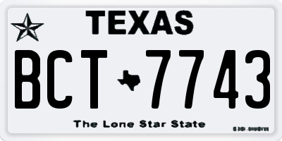 TX license plate BCT7743