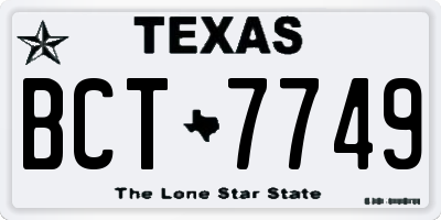 TX license plate BCT7749