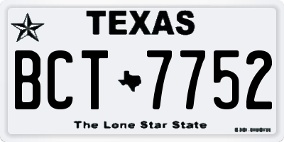 TX license plate BCT7752