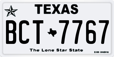 TX license plate BCT7767