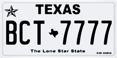 TX license plate BCT7777