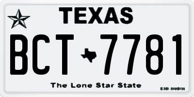 TX license plate BCT7781