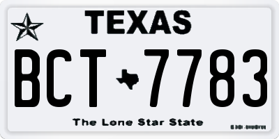 TX license plate BCT7783