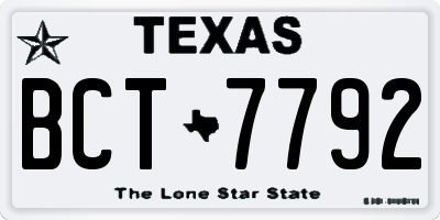 TX license plate BCT7792