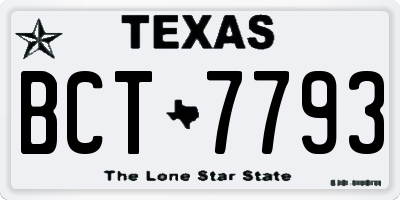 TX license plate BCT7793