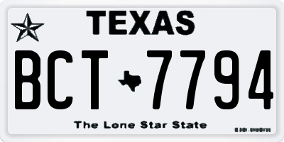 TX license plate BCT7794