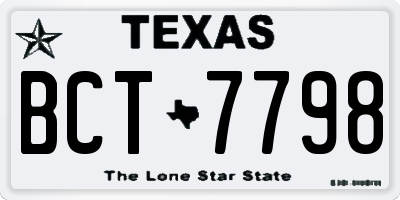 TX license plate BCT7798