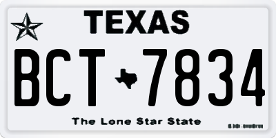 TX license plate BCT7834