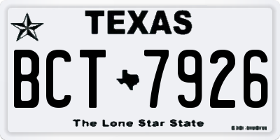 TX license plate BCT7926