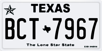 TX license plate BCT7967